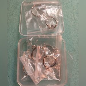 8 Silver Toned Ring Bundle, Cat Themed. Adjustable New